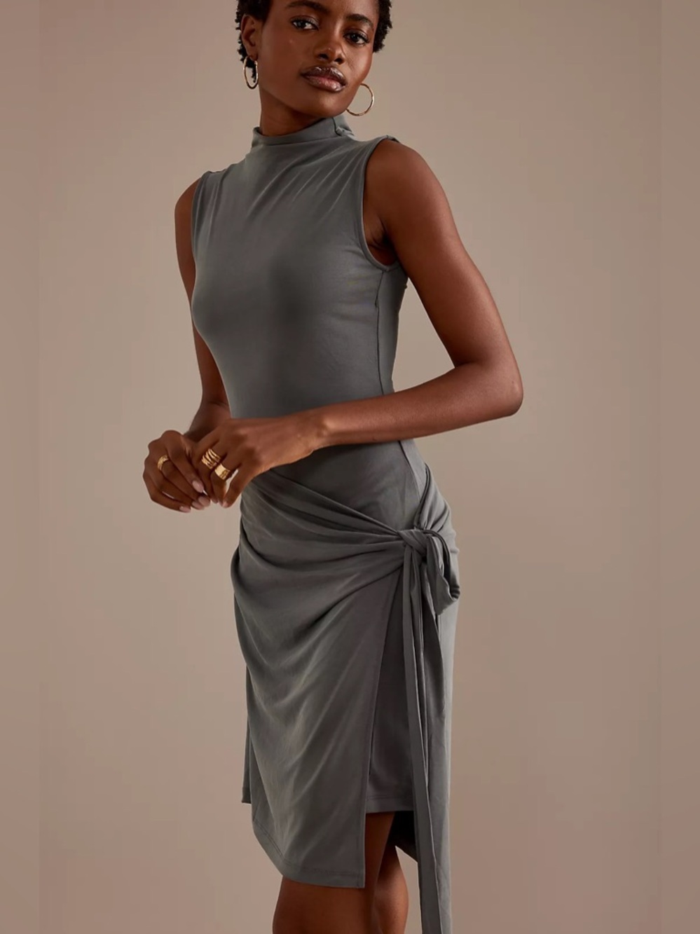 The Good American Sandwashed Asymmetric Dress NWT
